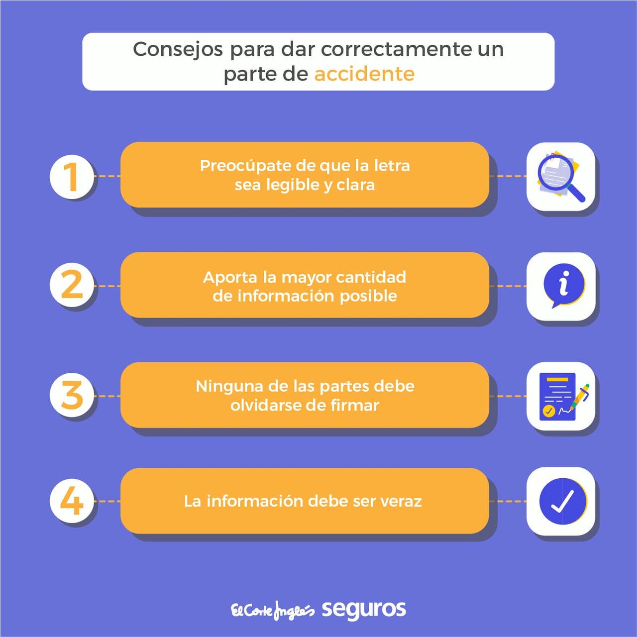 Consejos para dar correctamente un parte de accidente